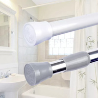 Tringle de Douche Réglable Blanche Télescopique avec Support pour Salle de Bain