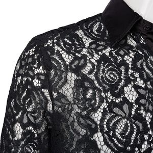 Robe Sexy en tulle à manches longues pour homme, tenue de soirée en dentelle florale, vêtement de Jazz - Product Image 5