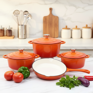 Juego <span class=keywords><strong>de</strong></span> Utensilios <span class=keywords><strong>de</strong></span> Cocina <span class=keywords><strong>de</strong></span> Hierro Fundido Esmaltado Antiadherente <span class=keywords><strong>de</strong></span> 7 Piezas, Moderno <span class=keywords><strong>y</strong></span> Duradero, con Cacerola, Olla Holandesa, Olla para Guisos <span class=keywords><strong>y</strong></span> Sartén - Product Image 1