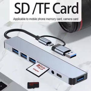 ฮับ USB 8 พอร์ต แยกสัญญาณ USB3.0+2.0*3+-C สำหรับถ่ายโอนข้อมูล+TF +SD +ช่องเสียบเสียง 3.5 มม. แท่นเชื่อมต่อ Type-c สำหรับแล็ปท็อป - Product Image 3