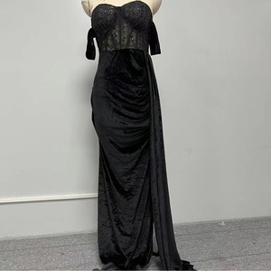 Vestido de Noche Largo con Lentejuelas, de un Solo Hombro, sin Tirantes, con Cintura Natural, Elegante, con Cola de Pez y Abertura, para Banquete - Product Image 2