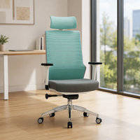 Chaise de bureau exécutive réglable en tissu, pivotante, avec appui-tête, accoudoirs et base métallique inclinable pour l'étude