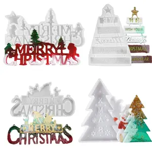 Dayanıklı DIY kristal el sanatları dekorasyon kalıpları 5 türleri Merry Christmas silikon reçine kalıpları noel kolye süsler için