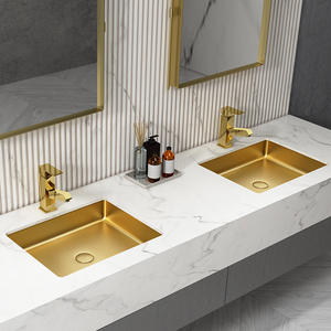 Lavabo in <span class=keywords><strong>Acciaio</strong></span> Inossidabile di Alta Qualità, Lavandino Dorato per Bagno - Product Image 1