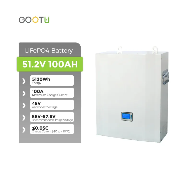 GOOTU ติดผนัง 100AH 200Ah 48V LiFePO4 แบตเตอรี่เก็บพลังงานแสงอาทิตย์ 5Kwh 10Kwh แบตเตอรี่ลิเธียมไอออน