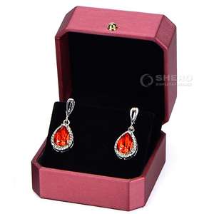 Cajas de Joyería de Cuero PU Cepillado Premium Personalizadas al por Mayor en Verde, Azul y Rojo para Collares, Pulseras, Anillos y Aretes - Product Image 5