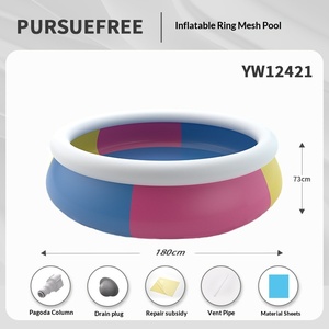 สระน้ำเป่าลมวงกลมแบบตาข่าย Pursuefree ทำจาก PVC พกพาสะดวกสำหรับเด็ก ใช้งานกลางแจ้ง เป็นมิตรกับสิ่งแวดล้อม ทนทาน - Product Image 2