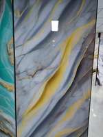Feuille de marbre de PVC enduit UV brillant élevé pour le panneau de mur intérieur