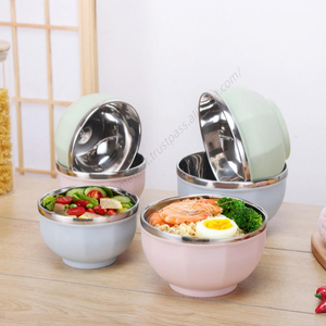 ชามสแตนเลสสองชั้น SYH690 แบบหนา สำหรับใช้ในครัวเรือน ภาชนะใส่อาหารสำหรับครัว ทานข้าว ผลไม้ อาหารหลากสี - Product Image 5