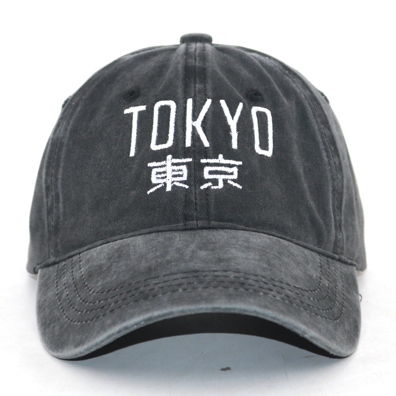 Custom Japanese Tokyo Embroidery Baseball Cap - Cotton Washed Dad