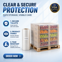 Film rétractable PE haute qualité, résistance à la traction supérieure, qualité vierge, épaisseur personnalisée pour l'emballage de boîtes à fruits et de palettes
