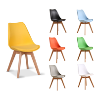 Chaise de salle à manger moderne en noir, blanc, gris, bleu, orange avec pieds en bois, installation facile, chaise en plastique Tulip - pour usage scolaire