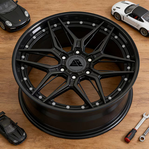 Rueda forjada de 2 piezas SenYao 6061-T6, radios en negro mate, borde en negro brillante, personalizada para <span class=keywords><strong>Aston</strong></span> <span class=keywords><strong>Martin</strong></span> Vantage - Product Image 5