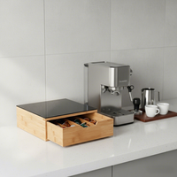 Boîte de rangement pour capsules de café en bambou écologique avec tiroir pour utilisation sur le comptoir de cuisine
