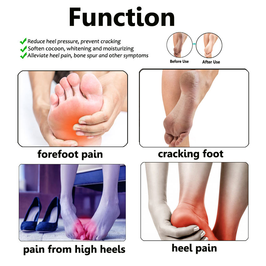 Foot Pain Ankle Insole Arch Silicone Gel Heel Protector Gel Socks
