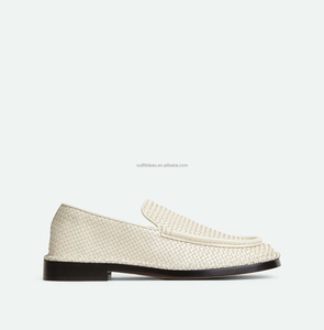 Unisex Women <strong>Men</strong> Intrecciato Woven Square Toe New With Tags Genuine Leather Dress Shoes for <strong>Men</strong> Shiny Leather White Daddy <strong>Loafer</strong> - Product Image 3