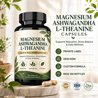 Capsules de magnésium et de L-théanine avec Ashwagandha et Crinière de lion pour le soulagement du stress, la relaxation et la clarté mentale