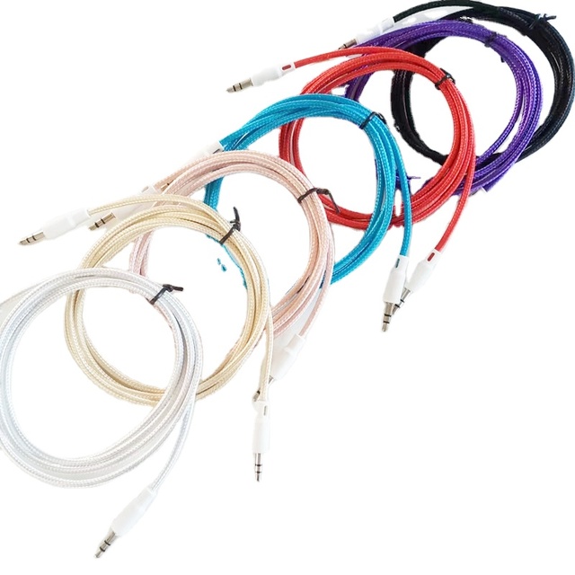 Factory Price 1.5 Meter Male to Male Multiple Colour Nylon Braided 3.5mm Aux Car Audio Cable