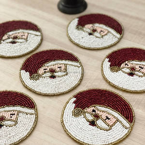Factory Wholesale <b>Christmas</b> Decoration Handmade Beaded <b>Placemats</b> Home Decor Luxury Table Mat Mug Rug Coasters for Gifts - Product Image 5