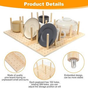 Wooden Pegboard <b>Kitchen</b> Organizer L Size Dishwasher Safe For Tableware Storage - Product Image 3