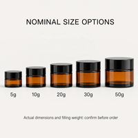 Pot cosmétique en verre ambré de 5g, 10g, 20g, 30g, 50g avec couvercle à vis noir pour crème, baume, échantillons de soins de la peau