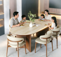 Nordischer Stil Eschenholz Massivholz Esszimmer-Set mit Abgerundetem Tisch für Moderne Häuser, Hotels & Villen 10-Sitzer Esszimmermöbel