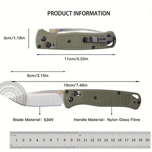 มีดพับ BMBugout DIY สำหรับการเอาชีวิตรอดกลางแจ้งและการตั้งแคมป์ รุ่น BM535 ใบมีดเหล็ก S30V ด้ามจับทำจากไนลอนและไฟเบอร์กลาส ปลายมีดแบบ Spear Point ขนาด 19 ซม. รับผลิตแบบ OEM ปรับแต่งได้ - Product Image 6
