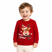 Pull-over personnalisé pour enfants avec logo, tricoté, à manches longues, col rond, motif renne, décontracté, hiver, mélange de viscose, doux et chaud, usine OEM & ODM