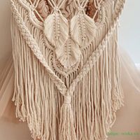 Décoration murale moderne en macramé OEM avec feuille, en cordon tressé 100% coton, pour l'aménagement intérieur, Anniversaire Vietnam