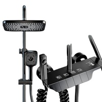 Ensemble de robinets de douche thermostatiques en laiton poli piano noir à poignée unique avec noyau de valve en céramique