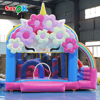 Château gonflable personnalisé en PVC avec toboggan et structure florale