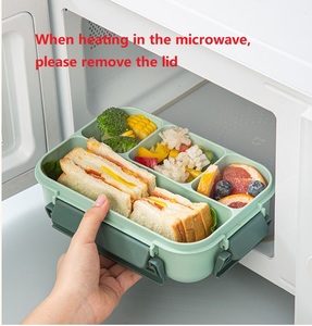 Chống tràn Hộp Ăn Trưa 1300ml + 200ml miễn phí muỗng nước sốt hộp BPA miễn phí nhựa thực phẩm đặt đồ dùng nhà bếp lò vi sóng Bento hộp W24-908 - Product Image 2
