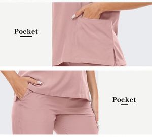 Conjuntos de Uniformes Médicos Unisex de Poliéster y Spandex para Hospital, Top y Pantalones con Múltiples Bolsillos, Traje de Enfermería - Product Image 6