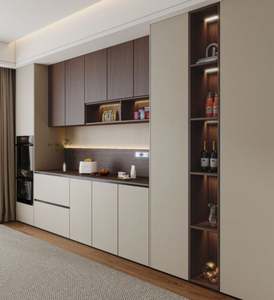 Meuble TV flottant de luxe sur mesure pour salon, mur de fond en bois avec rangement pour usage domestique - Product Image 1