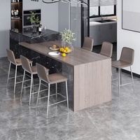 Tabouret de bar en cuir et acier inoxydable, chaise d'îlot, design minimaliste 780, non rotatif HD-780