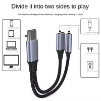 Kabel pengisi daya cepat, kabel AUX USB 2 dalam 1 untuk earphone Android, adaptor tipe-c ke 3.5mm PD 60W isi daya Cepat