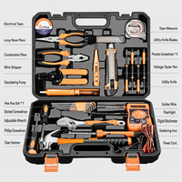 Ensemble d'outils à main pour électricien, 30 pièces, avec multimètre numérique, pince à dénuder les fils, tournevis, marteau, boîte à outils