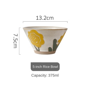 Ensemble de <span class=keywords><strong>vaisselle</strong></span> moderne de femme au foyer peint à la main pastorale papillon fleur tulipe sur bol en grès service de nourriture de mariage - Product Image 6