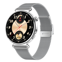 Montre connectée ECG Aiullain ET493 pour femme, écran AMOLED 1,32 pouces, bracelet en acier et cuir de luxe 20 mm, boucle ardillon, appels sans fil, mesure de la pression artérielle