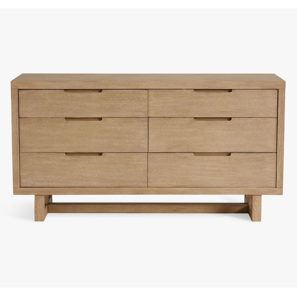 Hot selling contemporary modern oak wood home bedroom furniture wooden 6-drawer dresser