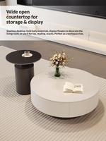 Ensemble de tables basses rondes en pierre frittée pour salon, avec tiroir de rangement, mobilier ultra-simple
