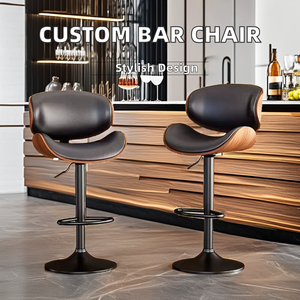 Ghế quầy <span class=keywords><strong>bar</strong></span> da tùy chỉnh nhà máy với chân thép, xoay được, có thể điều chỉnh độ cao, dùng cho nhà ở, nhà bếp, phòng ăn, trung tâm thương mại - Product Image 4
