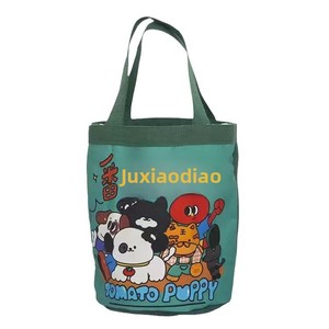 Bolso de lona cilíndrico con estampado estilo Instagram, diseño de graffiti, bloques de color, cierre de boca abierta pequeña, ideal como bolsa de almuerzo. - Product Image 5
