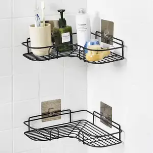 Hot Sale bathroom tripod wash shelves Hole-free corner rack bathroom wall metal shampoos holder bathroom triangle shelves