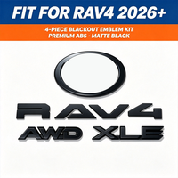 Lot de 4 emblèmes de voiture occultants noirs avec livraison gratuite, autocollants de coffre arrière pour RAV4 HEV XLE AWD 2026+