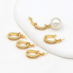 Huggie <b>Earrings</b> 18K Gold Plated Zircon Micro Pave Zinc Alloy Unisex Fashion <b>Cuff</b> <b>Earrings</b> - Product Image 4