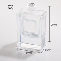Flacon vaporisateur de parfum en verre transparent haute couture 30ml 50ml bouche rectangulaire en rouleau avec dessus irrégulier