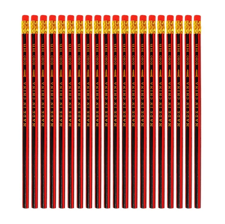 Children's sketch HB pencil red black stripe with eraser pencil
