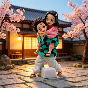 Statuetta Anime Giapponese GM da 12CM, Modellino in PVC di <span class=keywords><strong>Kamado</strong></span> Nezuko e <span class=keywords><strong>Tanjiro</strong></span>, Figurina Ornamentale, Derivati dell'Animazione - Product Image 1