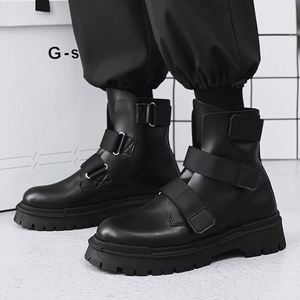 Bottes en cuir tendance pour hommes, nouvelles bottes pour hommes automne et hiver - Product Image 2